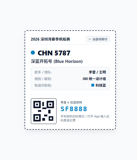 Single boat QR pairing card